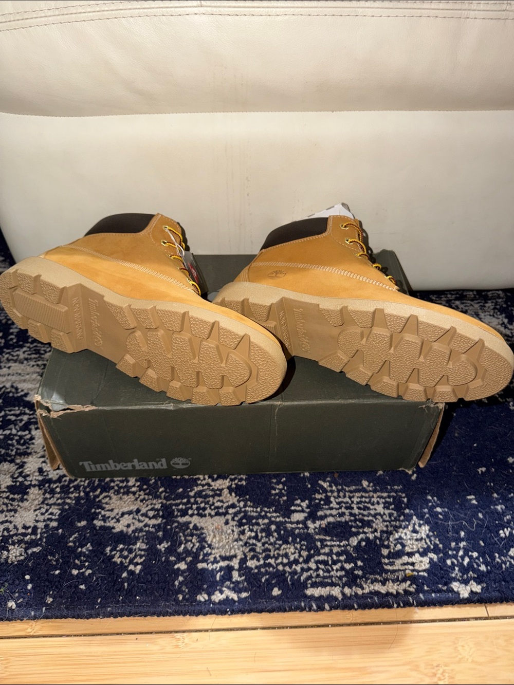 Timberland Wheat Nubuck Ankle Work Boots with Dark Brown Collar - Picture 5 of 6